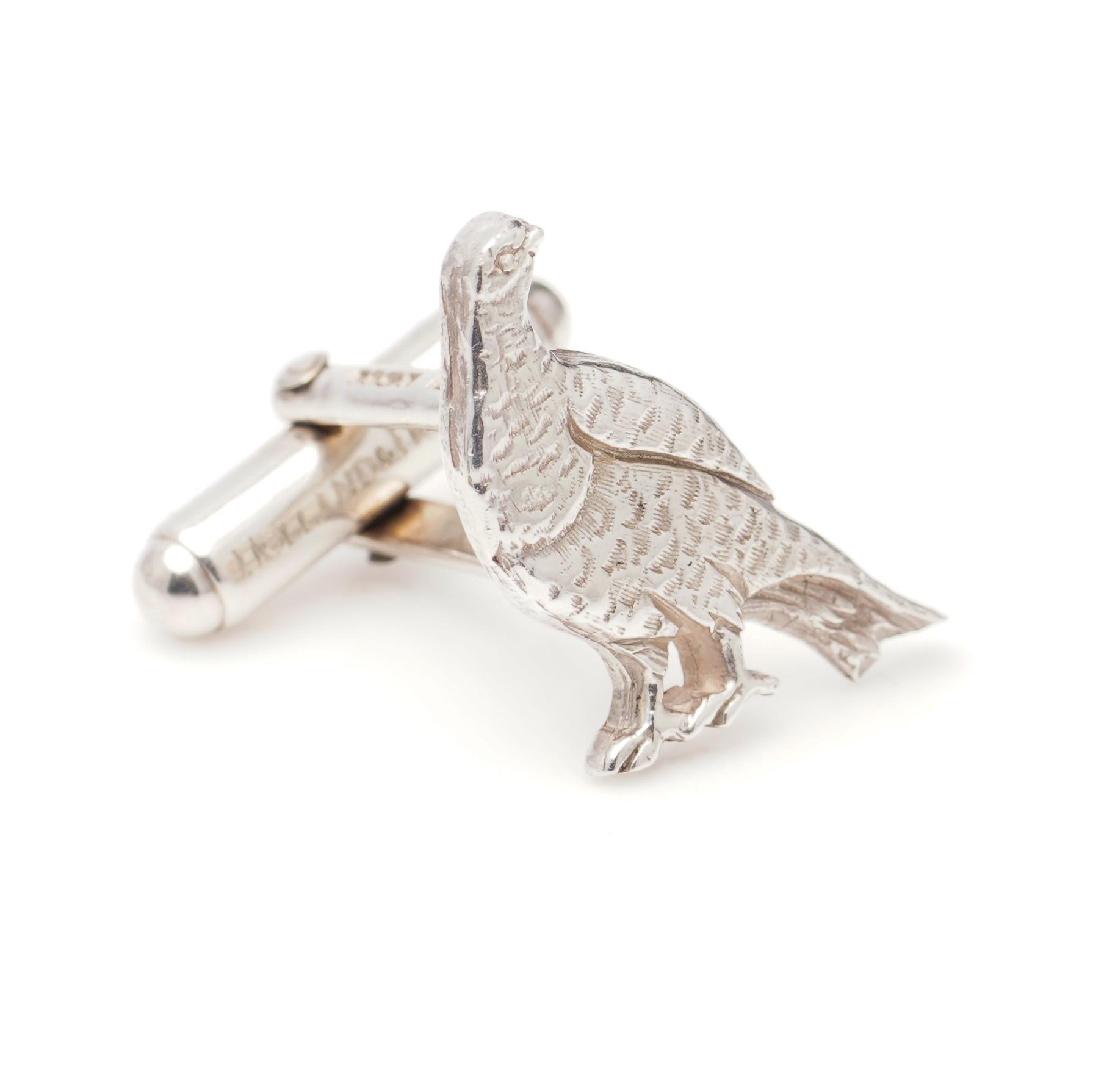 Holland & Holland Sterling Silver Pair of Pheasant Cufflinks 2