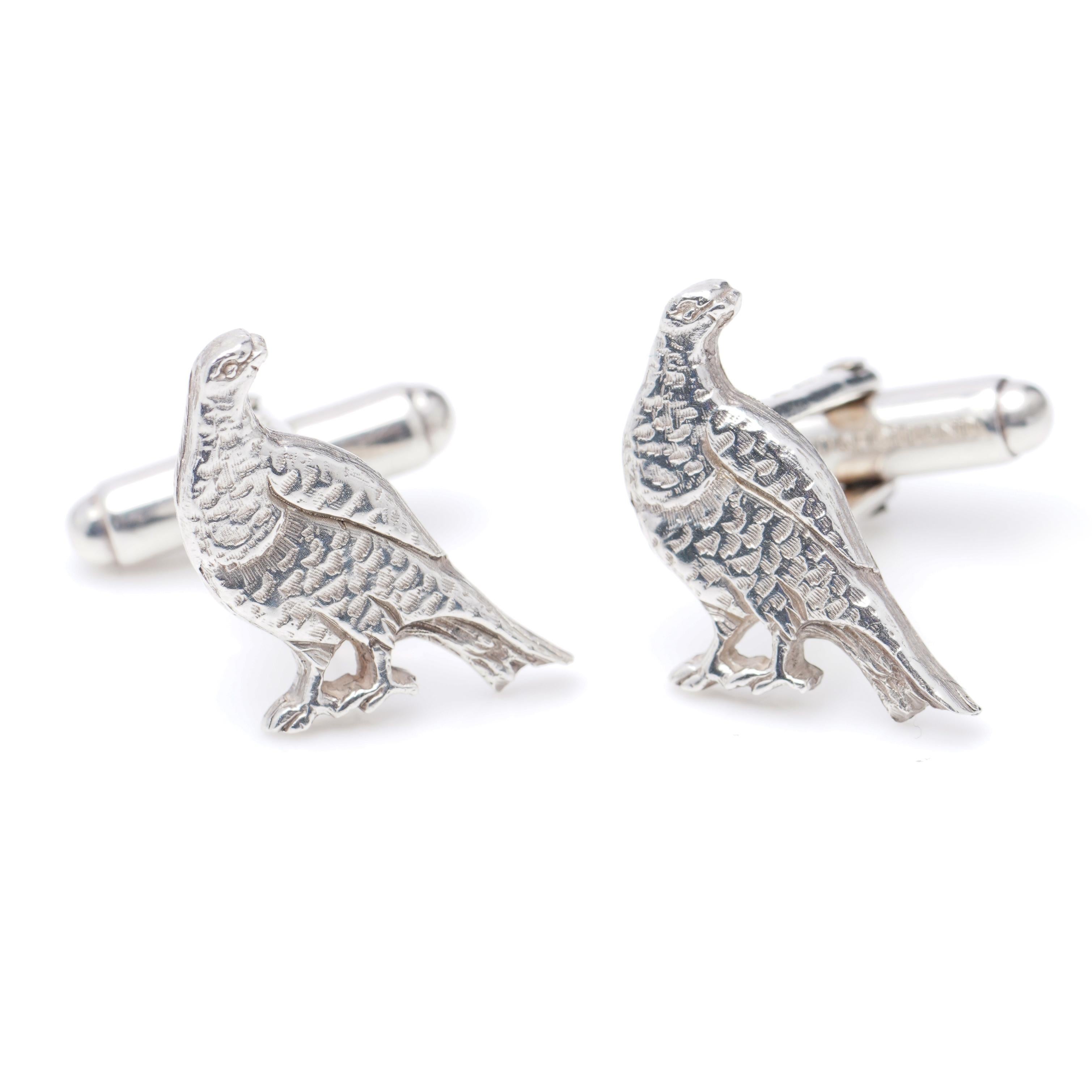 Holland & Holland Sterling Silver Pair of Pheasant Cufflinks 3