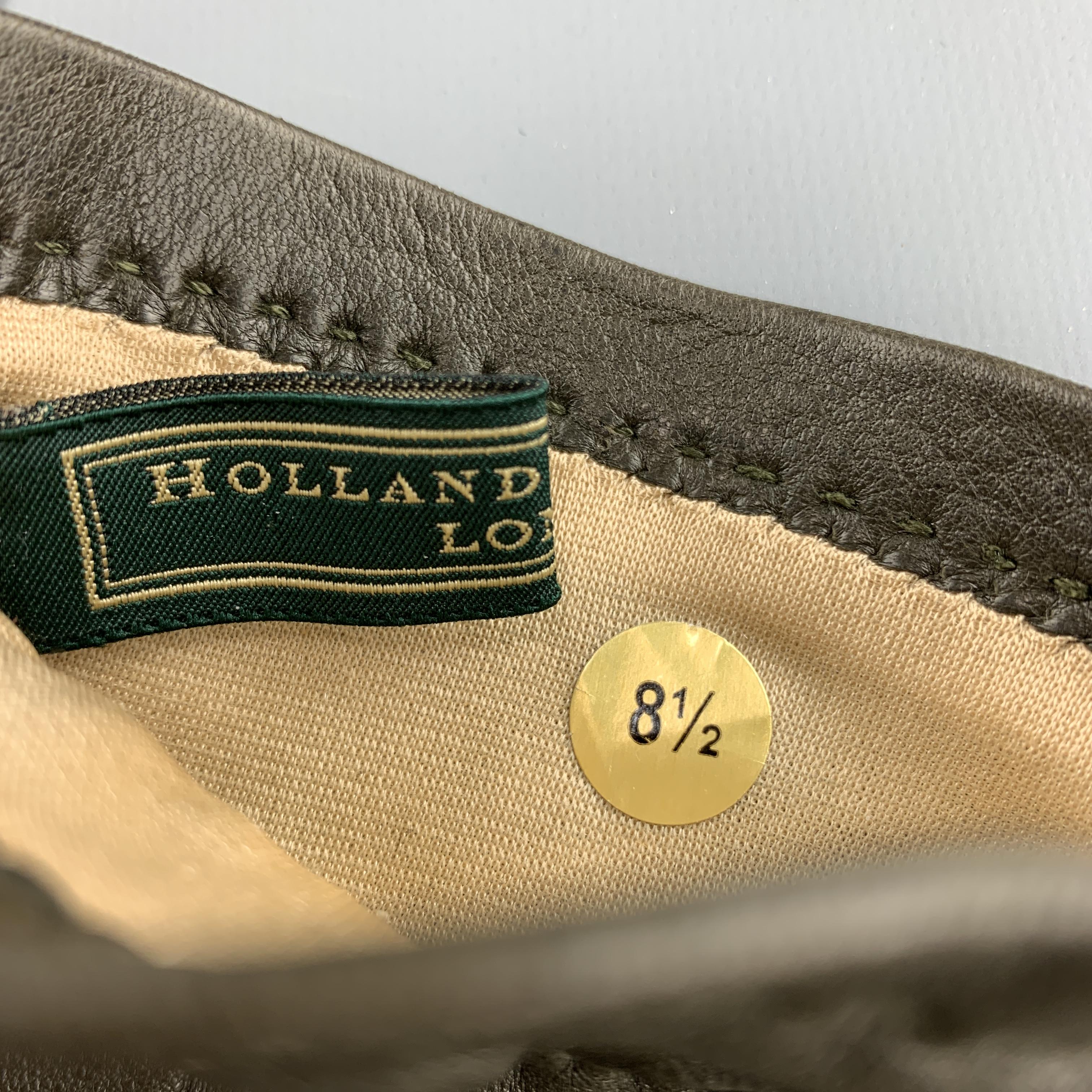 Men's HOLLAND & HOLLAND Vintage Size 8.5 Olive Leather Silk Lined Gloves