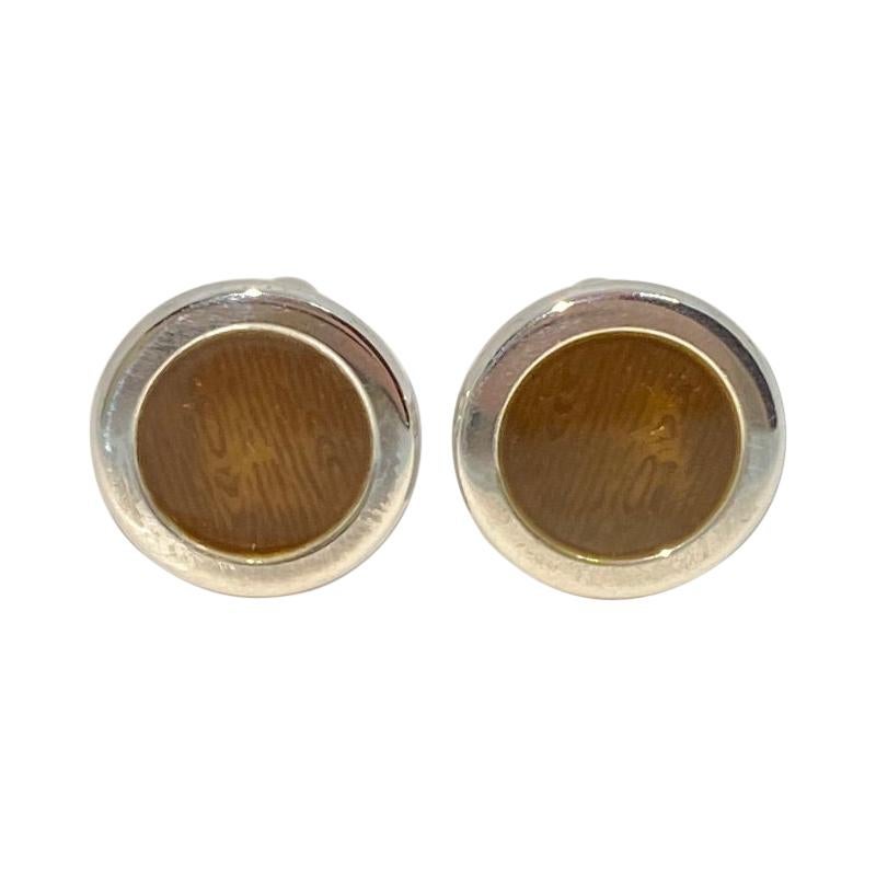 Holland & Holland Wood Grain Cufflinks with Copper-Brown Enamel For Sale