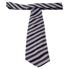 Holliday & Brown For Prada Purple Diagonal Striped Patterned Silk Jacquard Tie