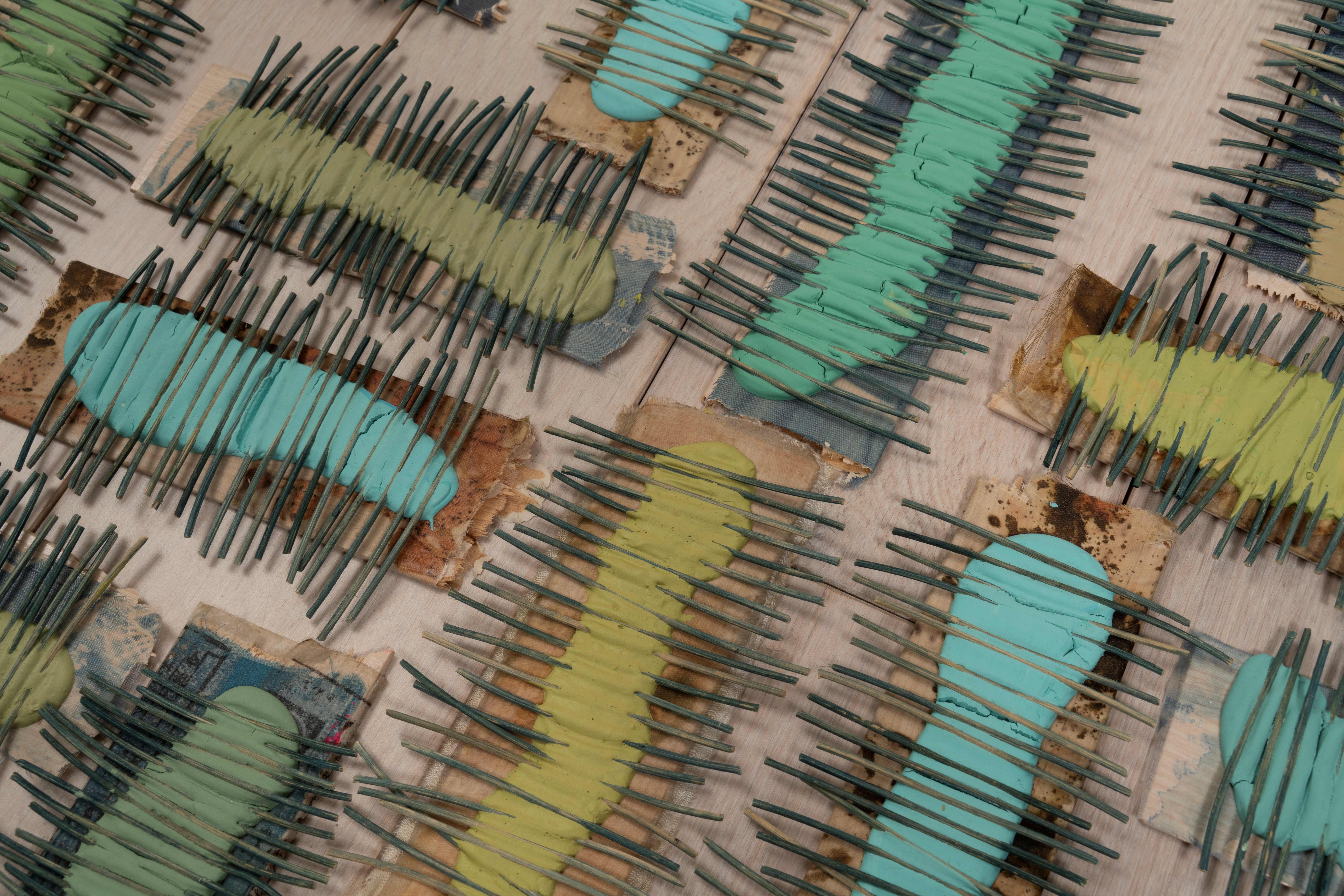 Broken Lines - Brown Abstract Painting by Hollie Heller
