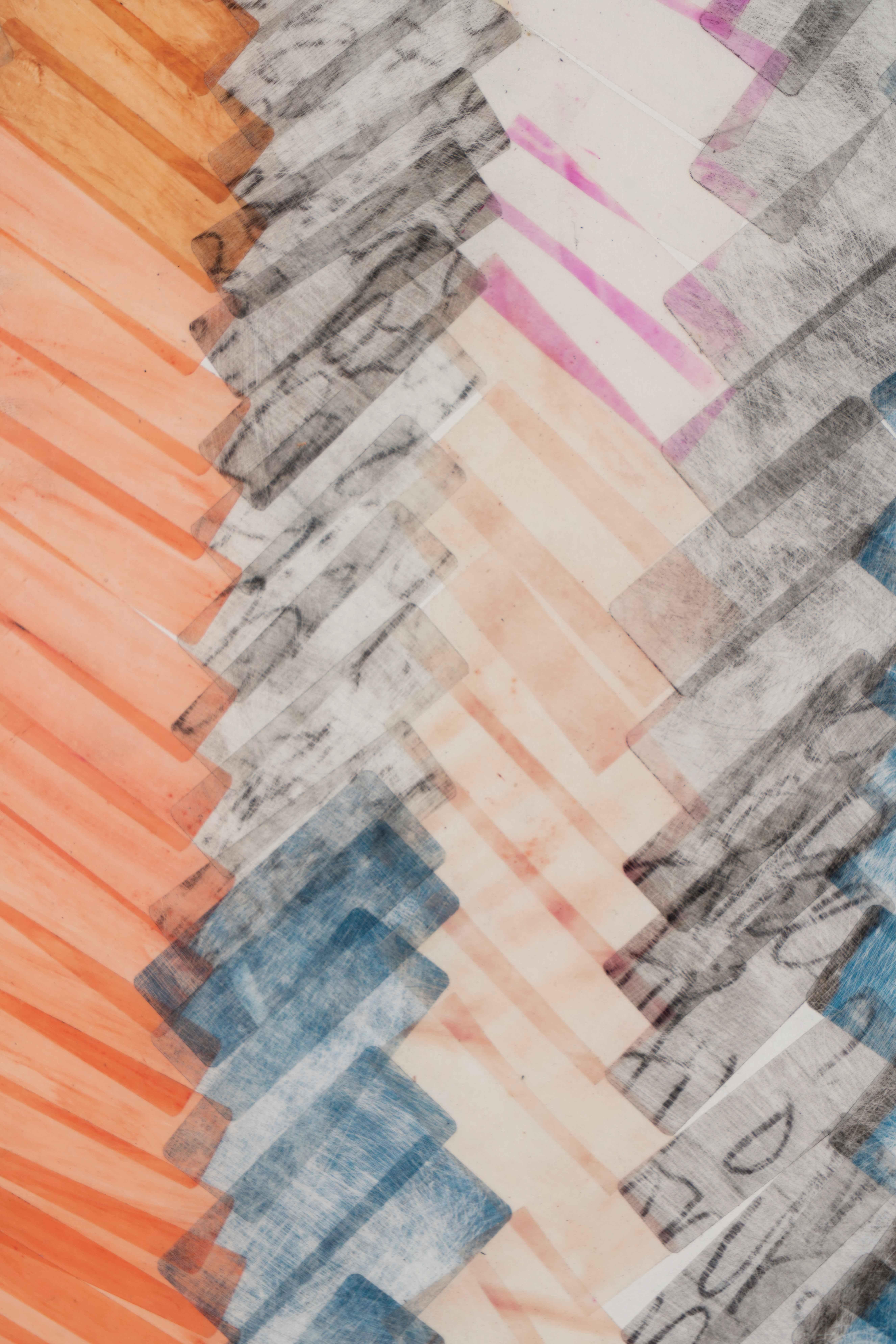 Herringbone II - Gray Abstract Painting by Hollie Heller