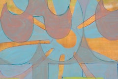 Ottobre (griglia e fiore), pittura originale di fogliame a motivi