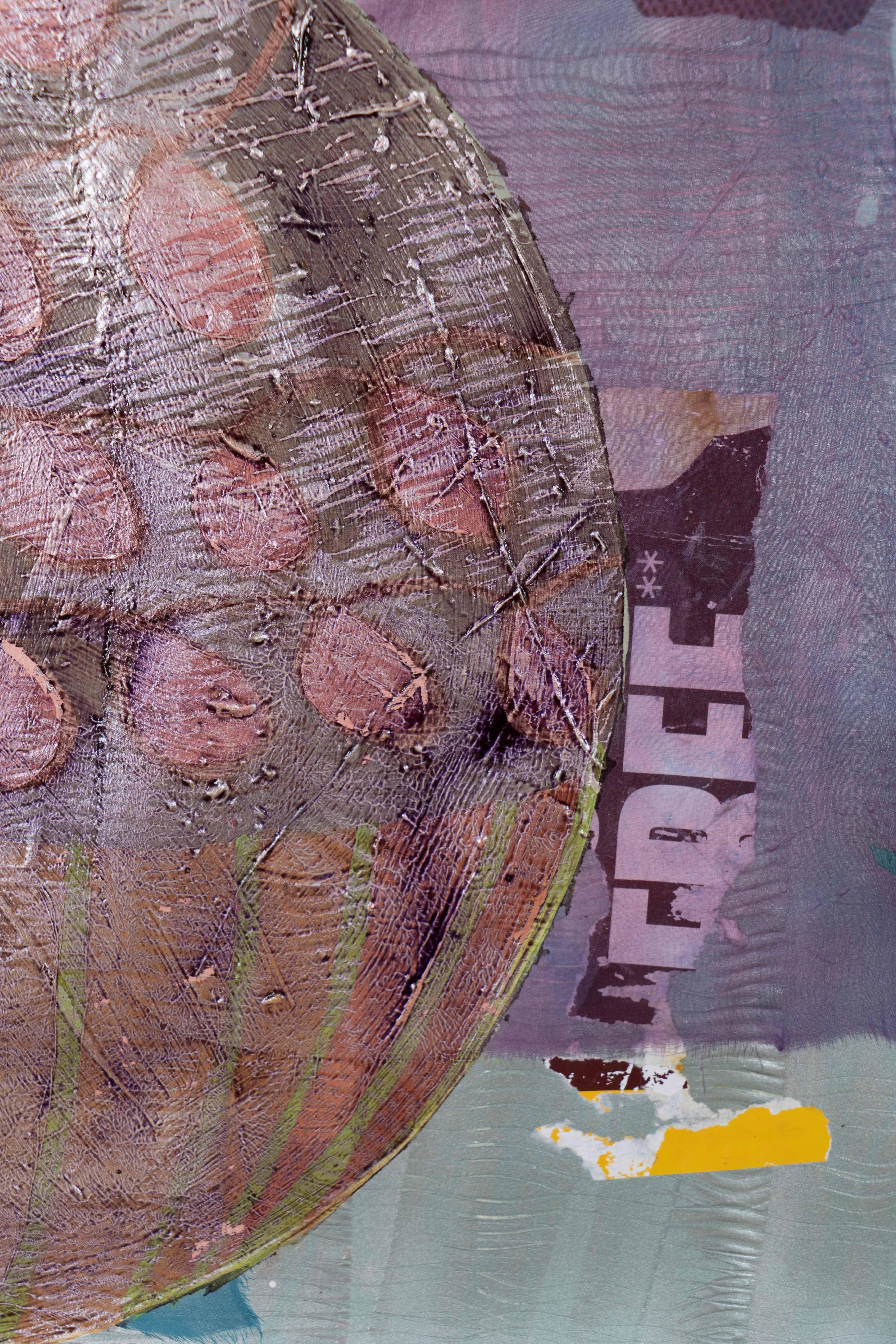acrílico, papel y tela collage sobre papel