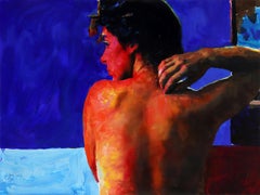 "Deep Blue" (2024) By Hollis Dunlap, Impressionist Oil Portrait Painting