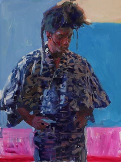 "Kimono de Quan" (2024) de Hollis Dunlap, pintura impresionista al óleo con retrato