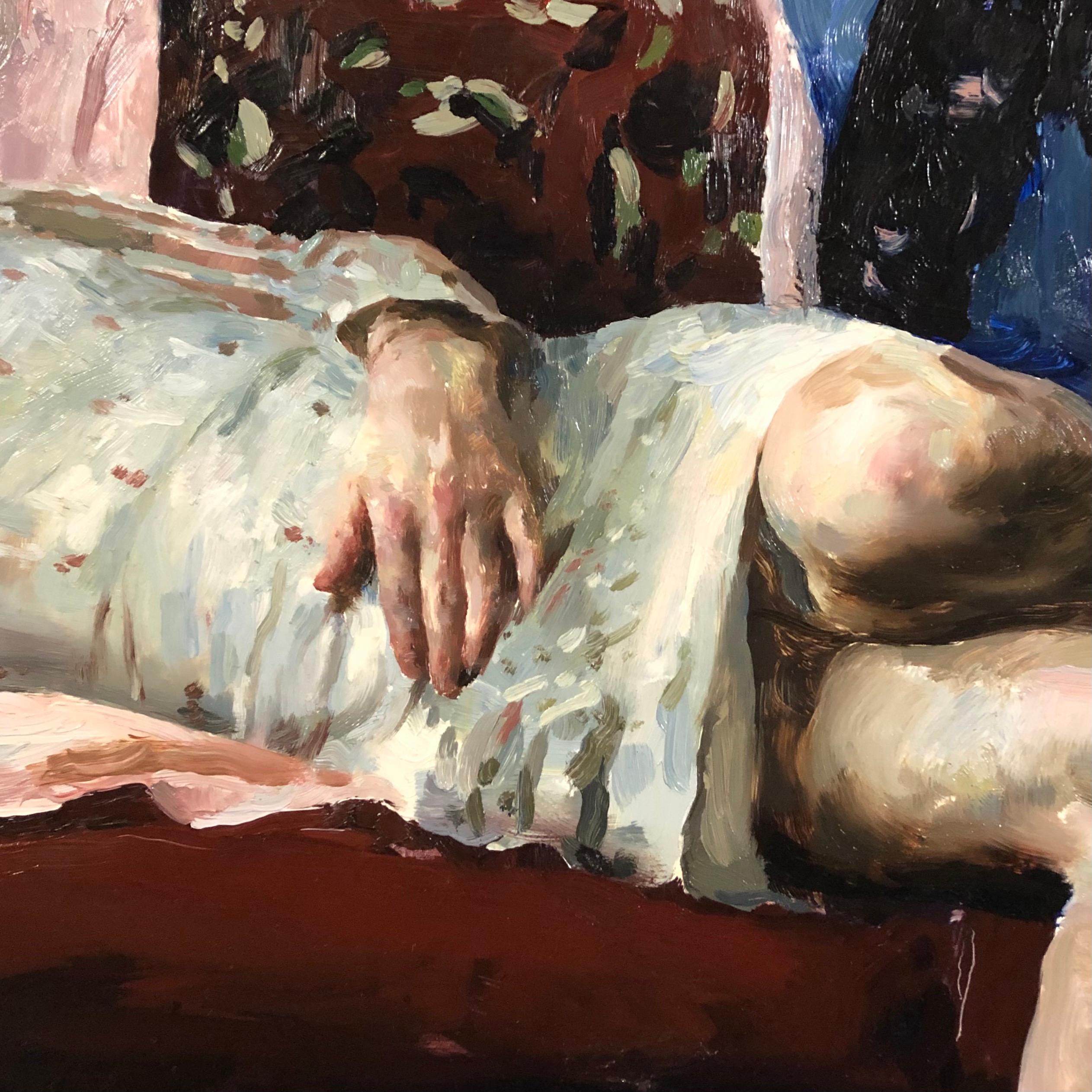 „Susan in Red, White and Blue“ (2017) von Hollis Dunlap, Ölporträtgemälde im Angebot 3