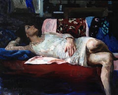 "Susan in rosso, bianco e blu" (2017) di Hollis Dunlap, ritratto ad olio
