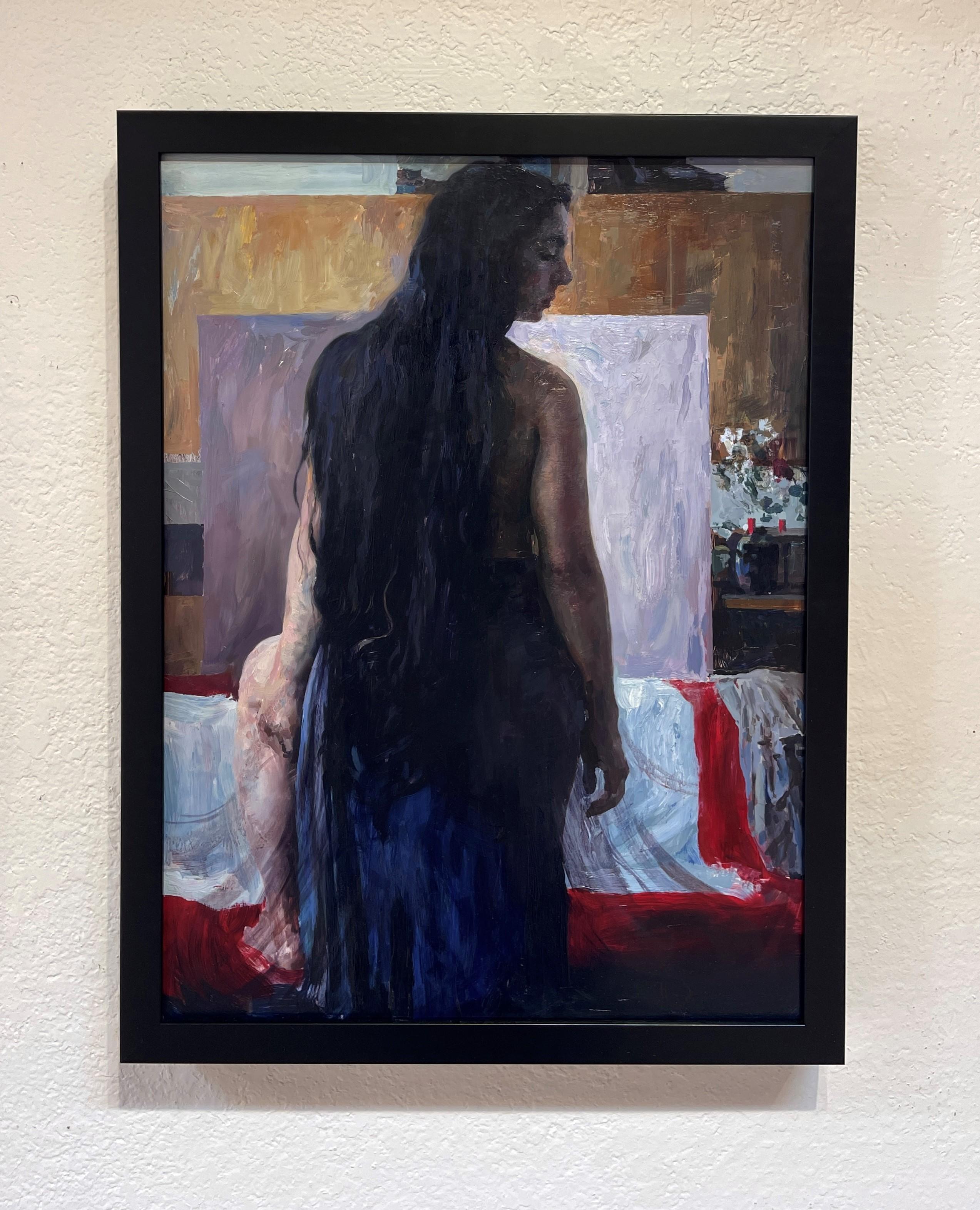 „The Whisper“ (2024) von Hollis Dunlap, impressionistisches Ölporträtgemälde im Angebot 1