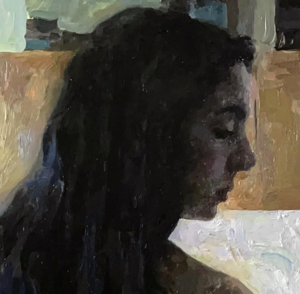 „The Whisper“ (2024) von Hollis Dunlap, impressionistisches Ölporträtgemälde im Angebot 7