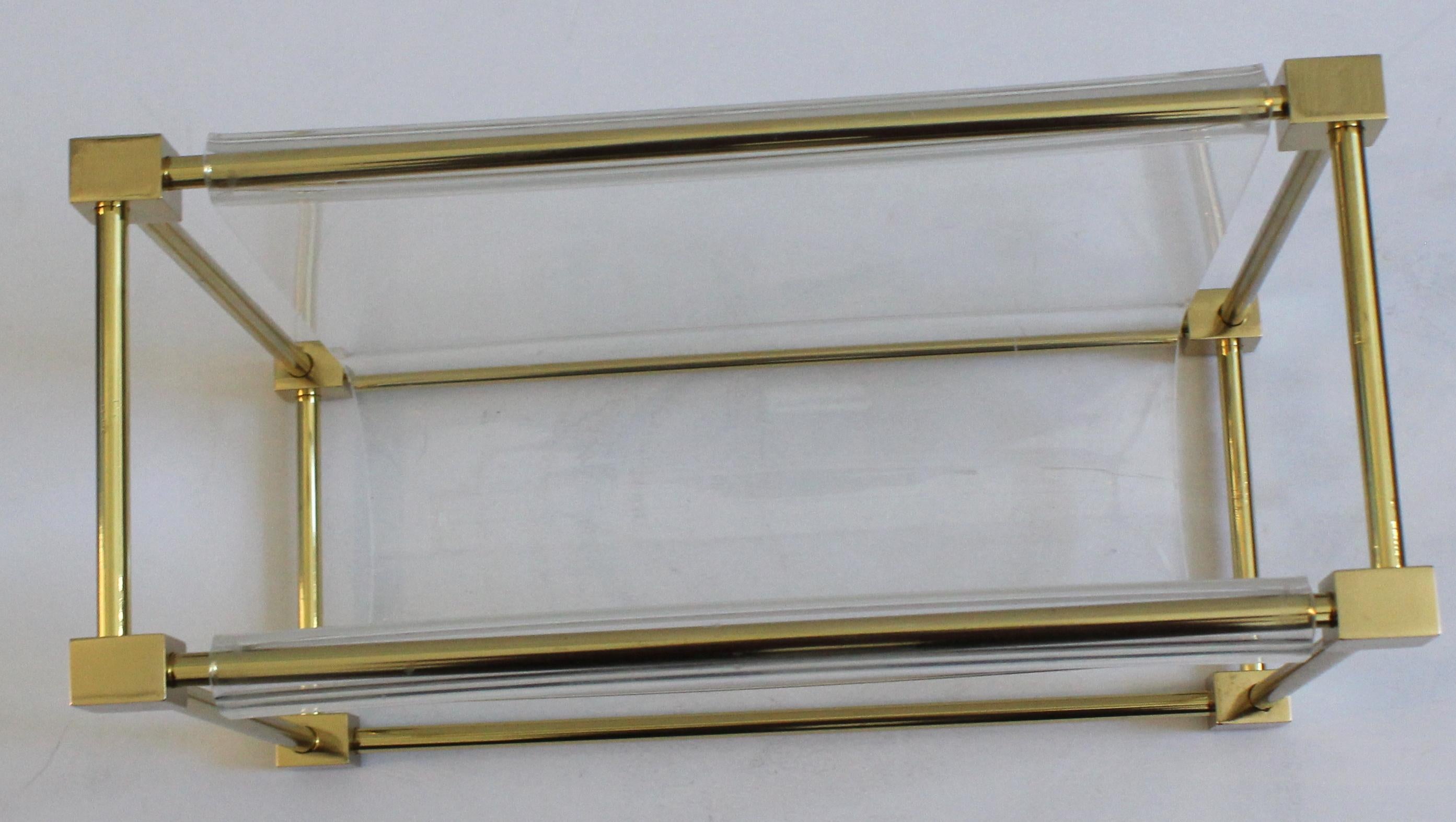 Hollis Jones Magazine Holder in Brass and Acrylic For Sale 5