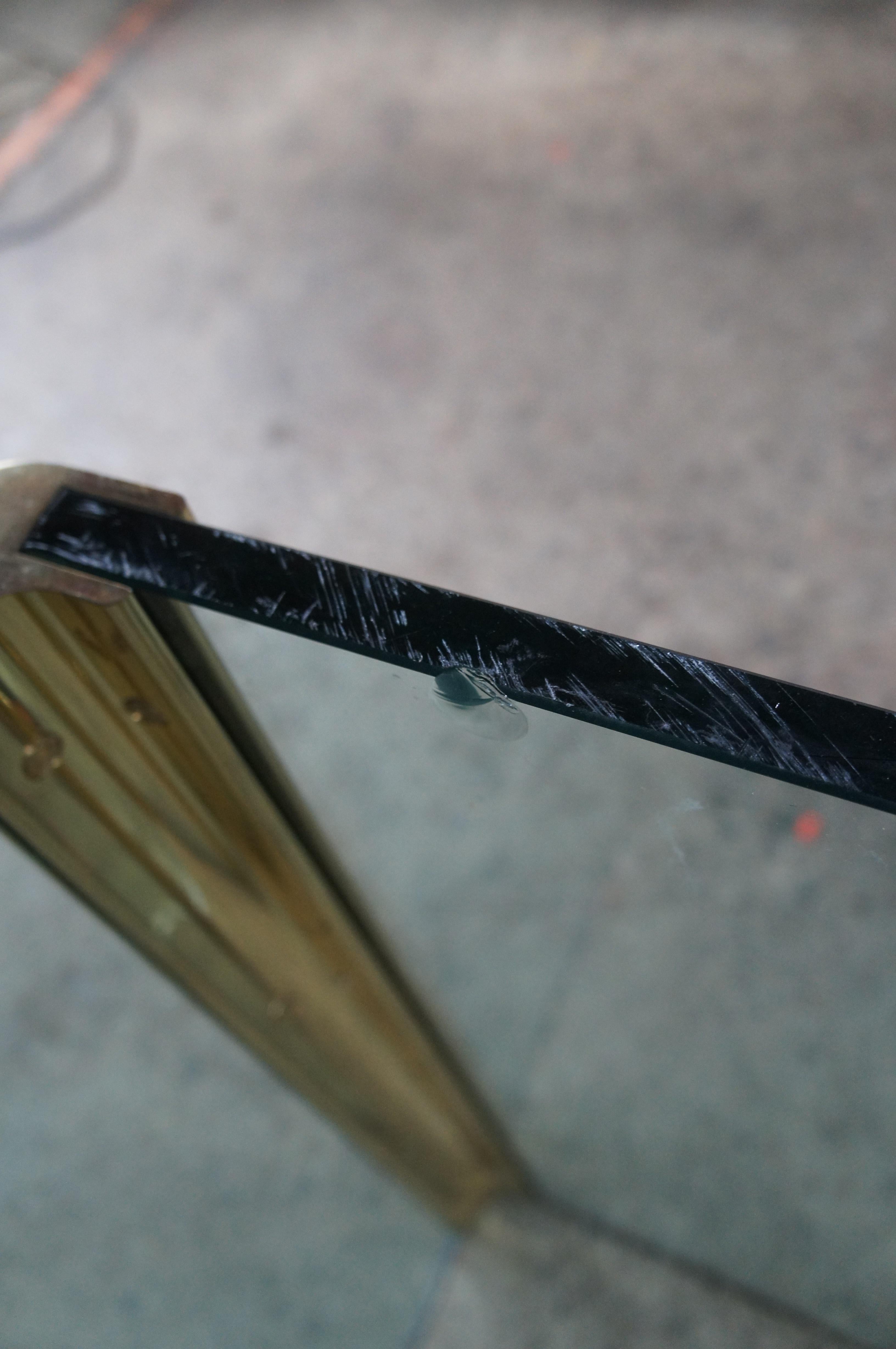 Hollis Jones Style Hollywood Regency Beveled Glass Brass Dining Breakfast Table en vente 5