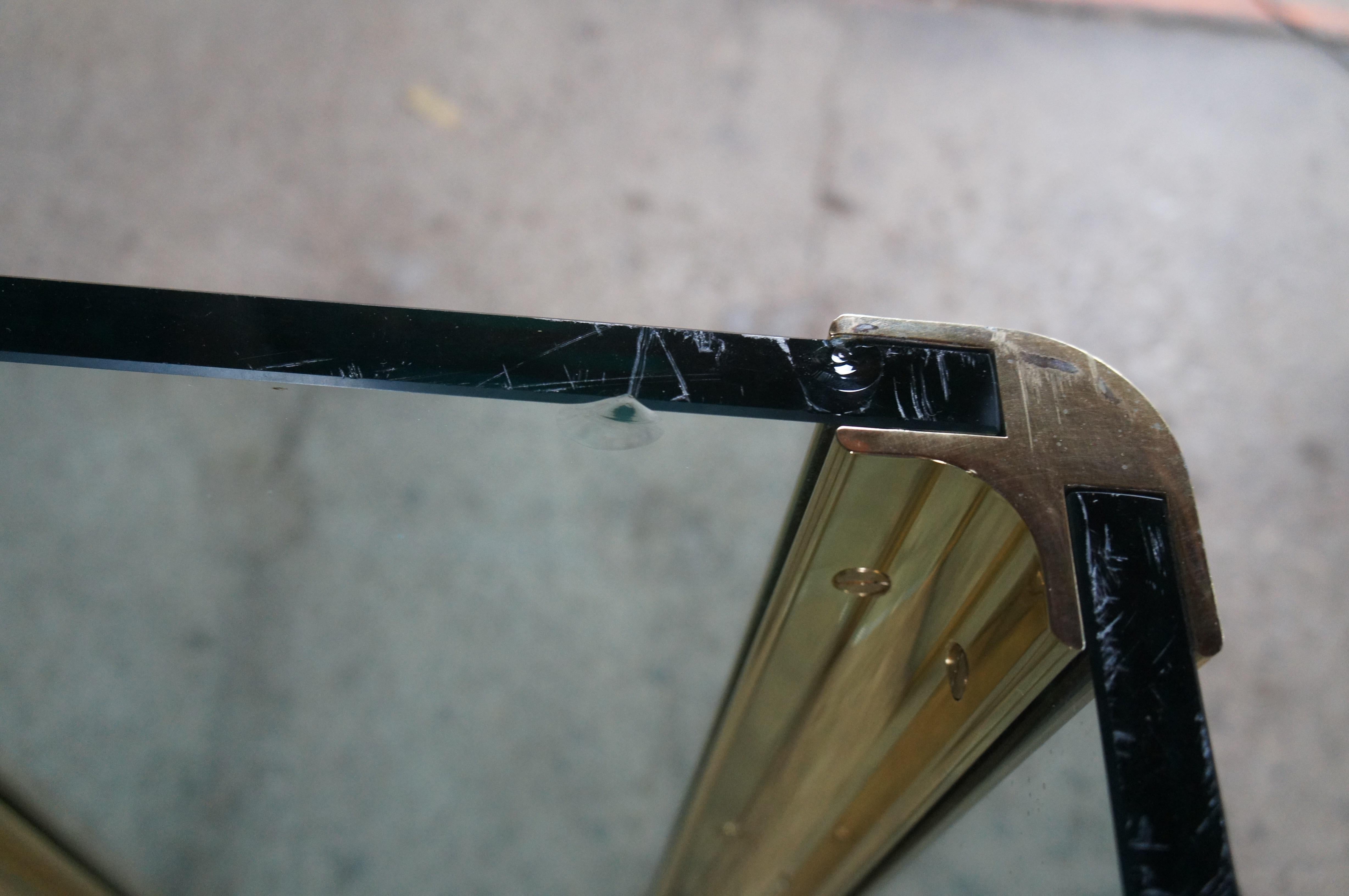 Hollis Jones Style Hollywood Regency Beveled Glass Brass Dining Breakfast Table en vente 6