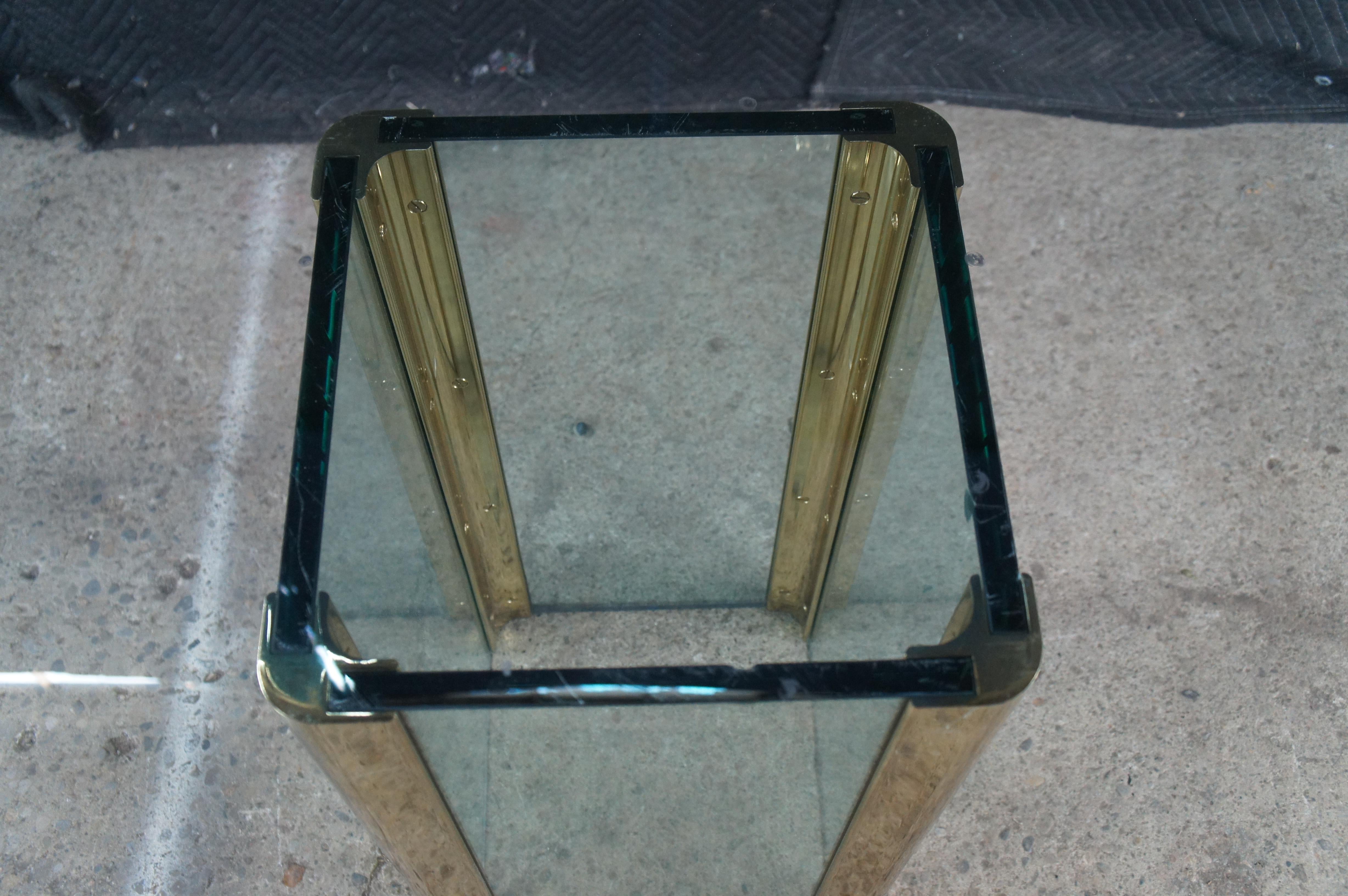 Hollis Jones Style Hollywood Regency Beveled Glass Brass Dining Breakfast Table en vente 2