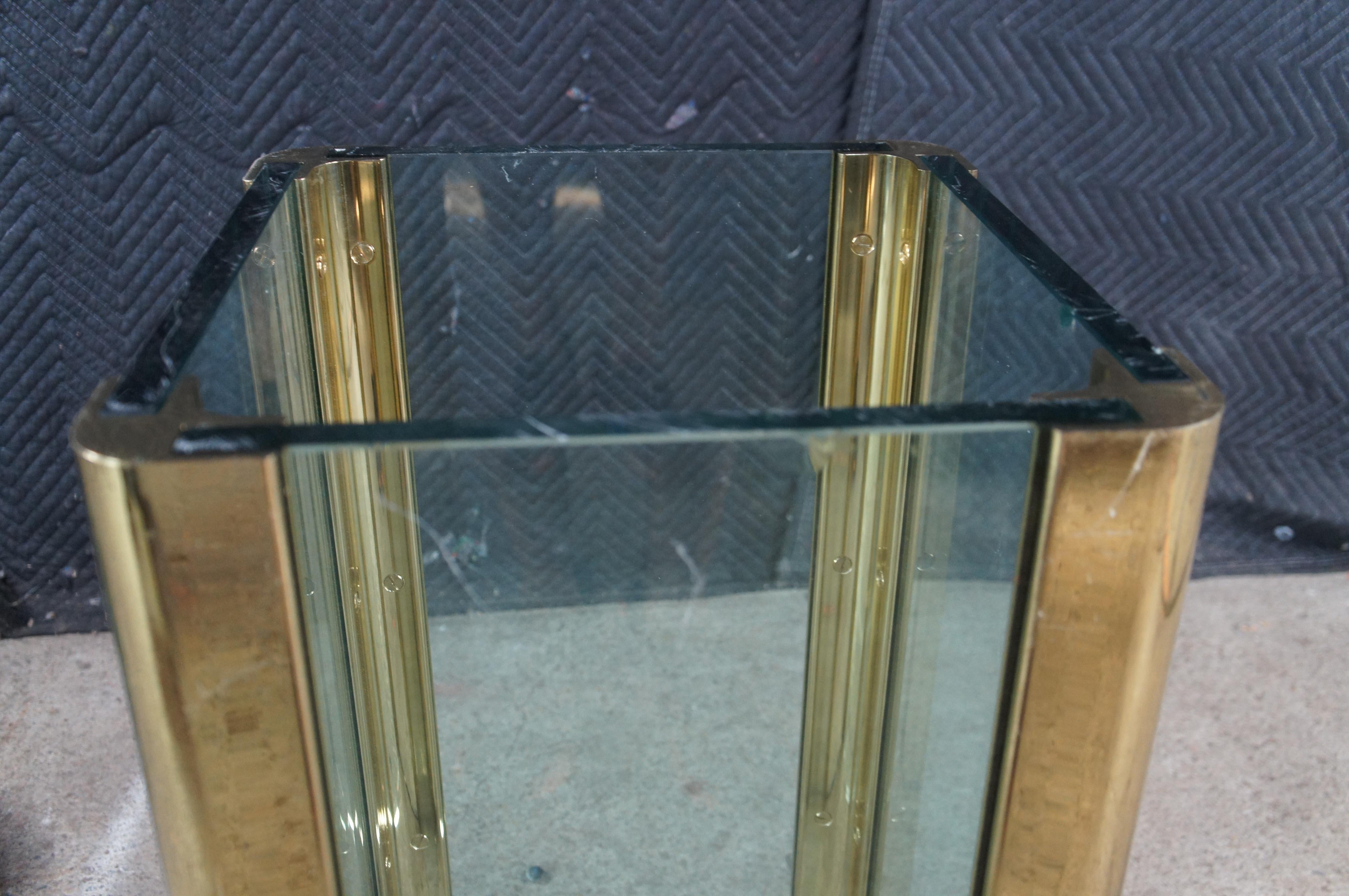 Hollis Jones Style Hollywood Regency Beveled Glass Brass Dining Breakfast Table en vente 4