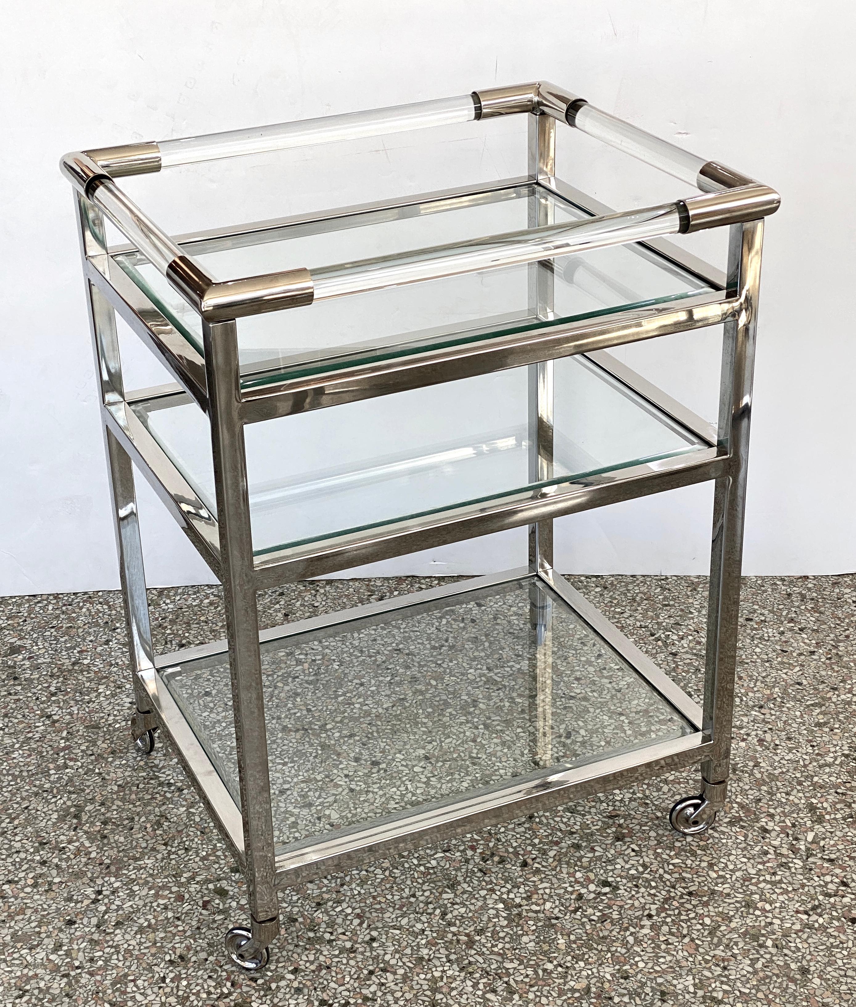 Unknown Hollis Jones Style Lucite and Chrome Bar Cart For Sale