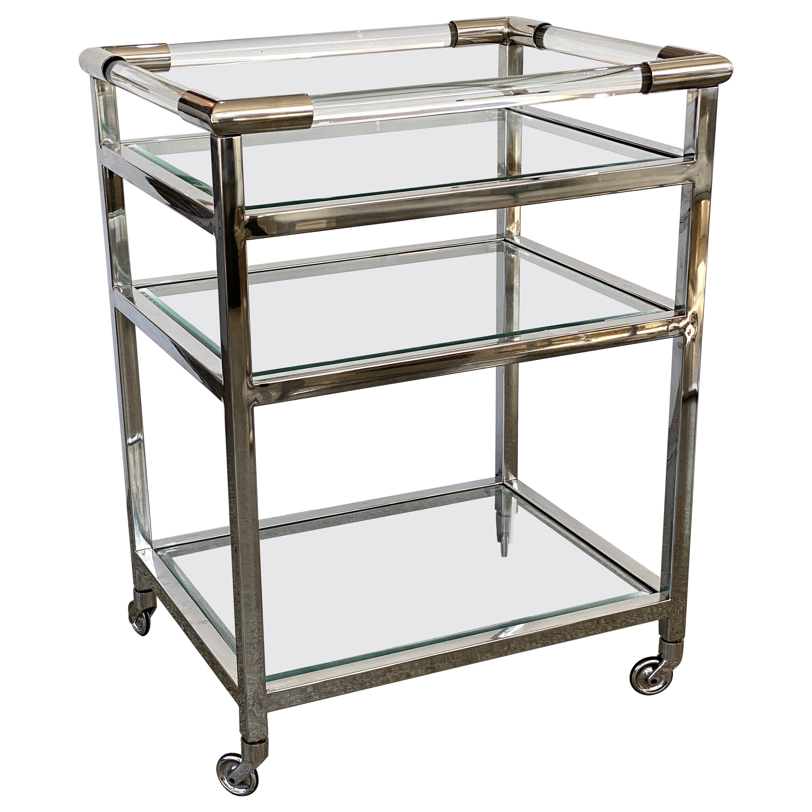 Hollis Jones Style Lucite and Chrome Bar Cart