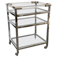 Vintage Hollis Jones Style Lucite and Chrome Bar Cart