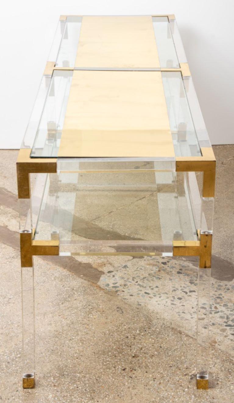 Hollis Jones Style Two-Tier Lucite & Brass Console For Sale 1