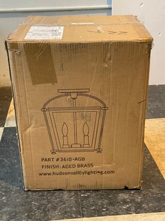 Hollis Semi Flush Aged Brass Lantern By Hudson Valley 3610-AGB