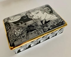 Hollohaza Hand Painted Gilt Porcelain Lidded Box