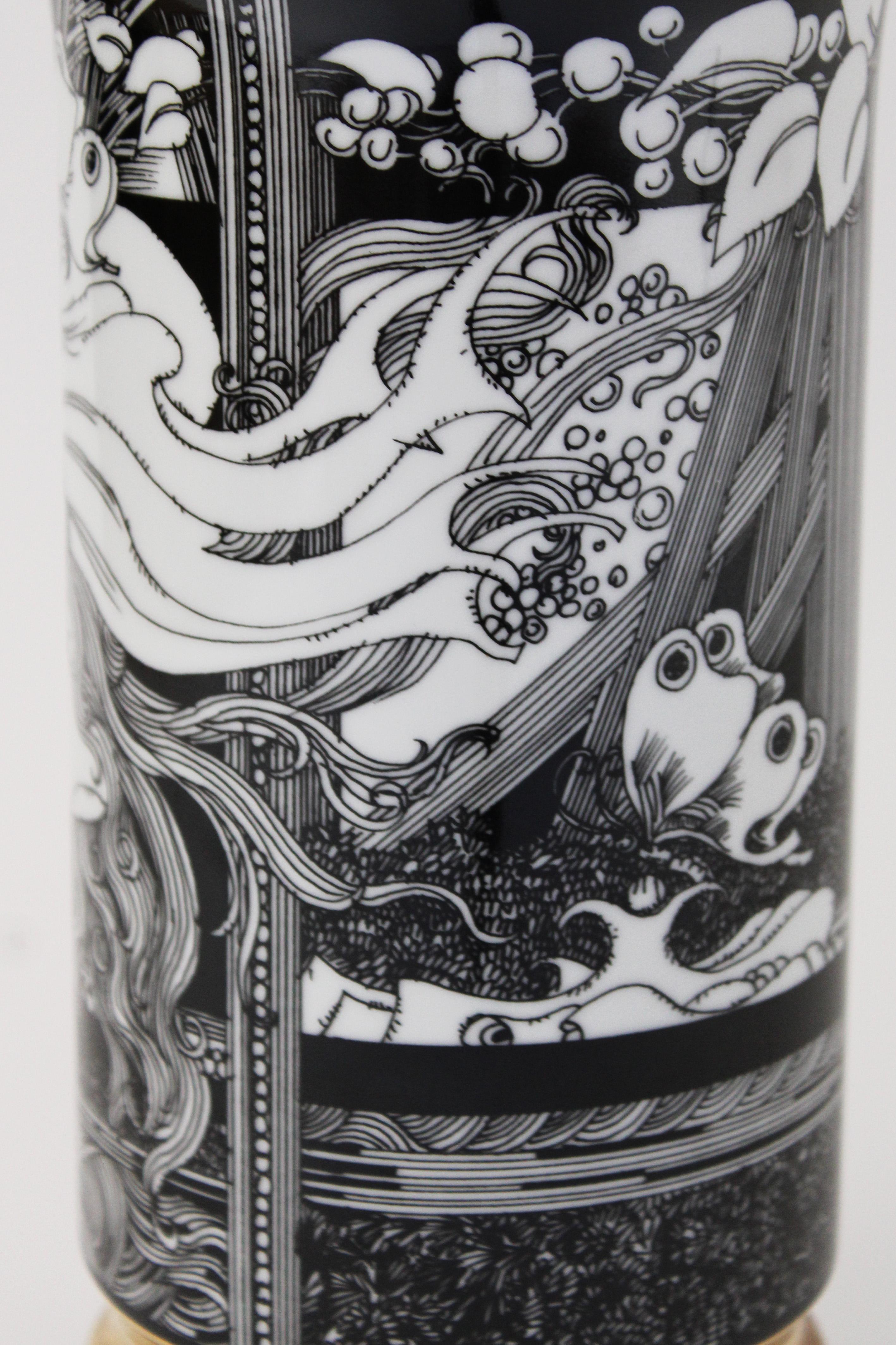 Glazed Hollóháza Porcelain Vase cylindrical by Endre Szász Mid Century Modern Hungary For Sale