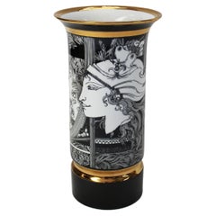 Hollóháza Porcelain Vase cylindrical by Endre Szász Mid Century Modern Hungary