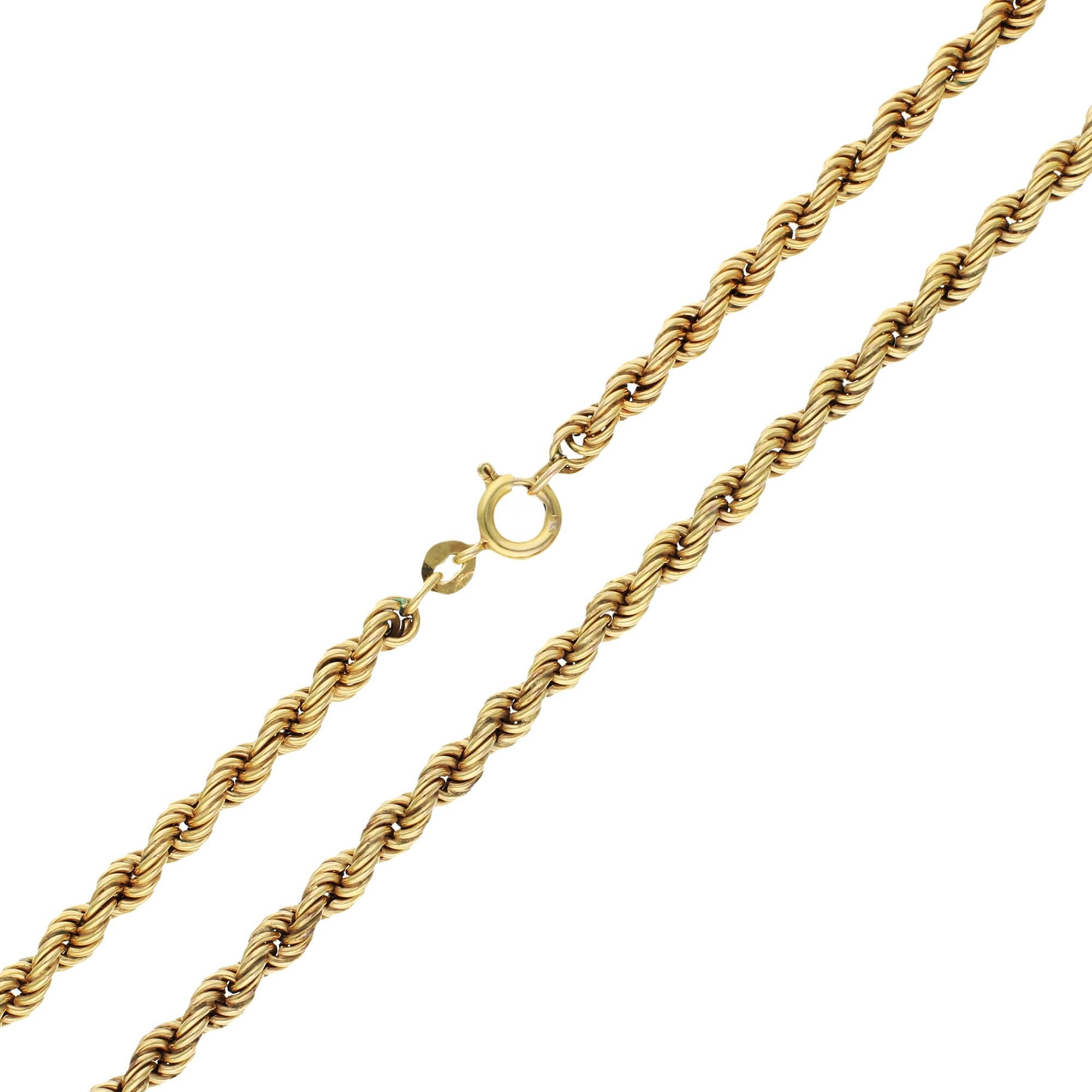 Femenino o masculino Cadena de cuerda hueca de oro amarillo de 9 ct de 28 pulgadas y 17,00 gramos en venta