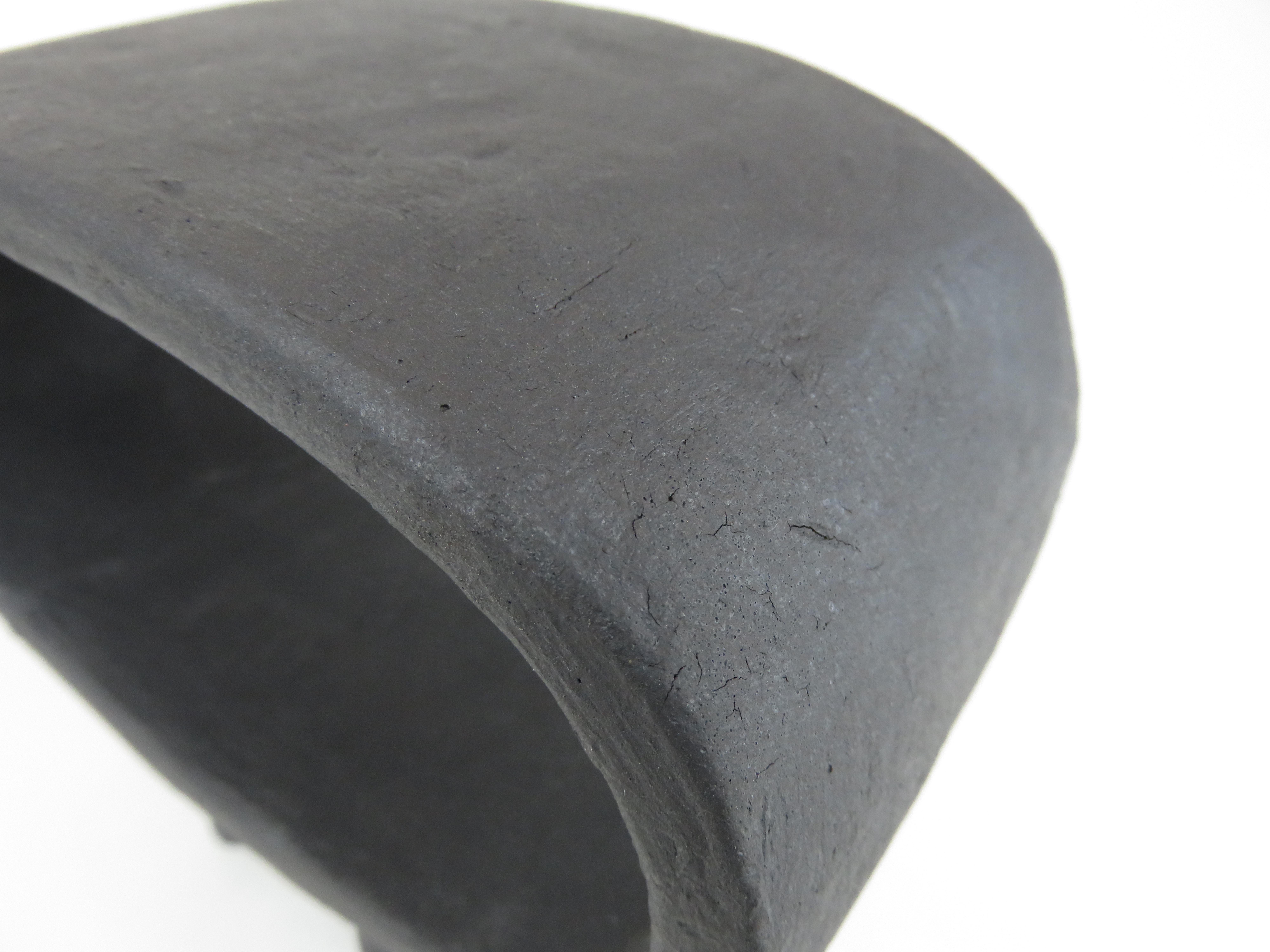 Hollow Black Rectangular Ceramic Sculpture on Eight Slender Feet For Sale 4