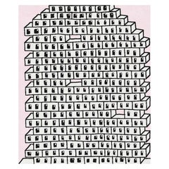 Hollow Brick Wall Hand Knotted Nepalese Area Rug. Hellgrau, Schwarz, Rosa, Wolle