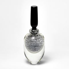 Hollow Canes, Black, White & Clear Large Sculptural Glass Bottle by Peter Bowles