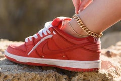 Hollow Cuban Link Anklet, White Gold