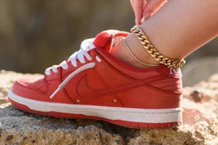 Hollow Cuban Link Anklet, Yellow Gold