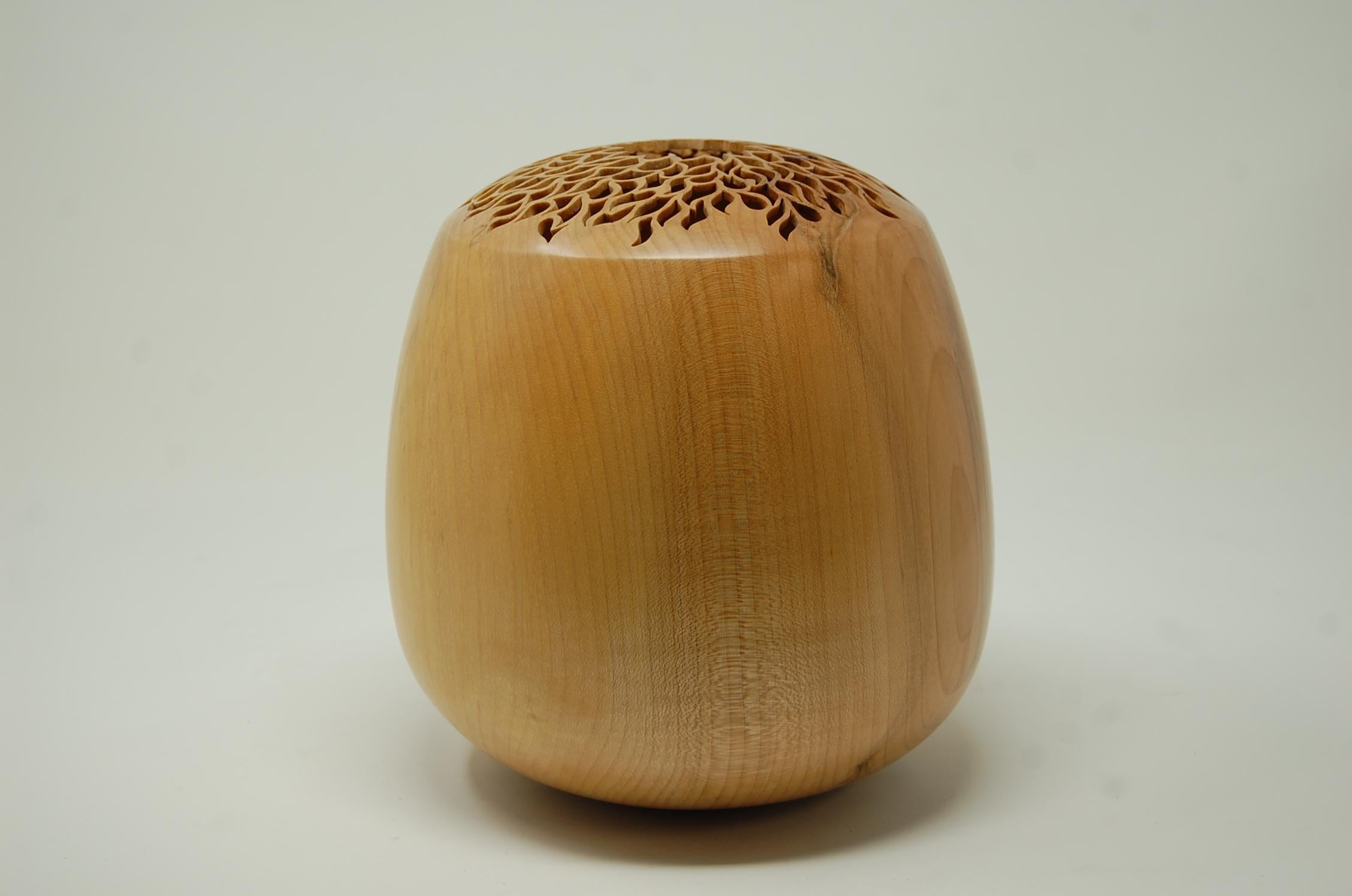 Hollow form vase by Ron Pessolano, in spalted sugar maple.