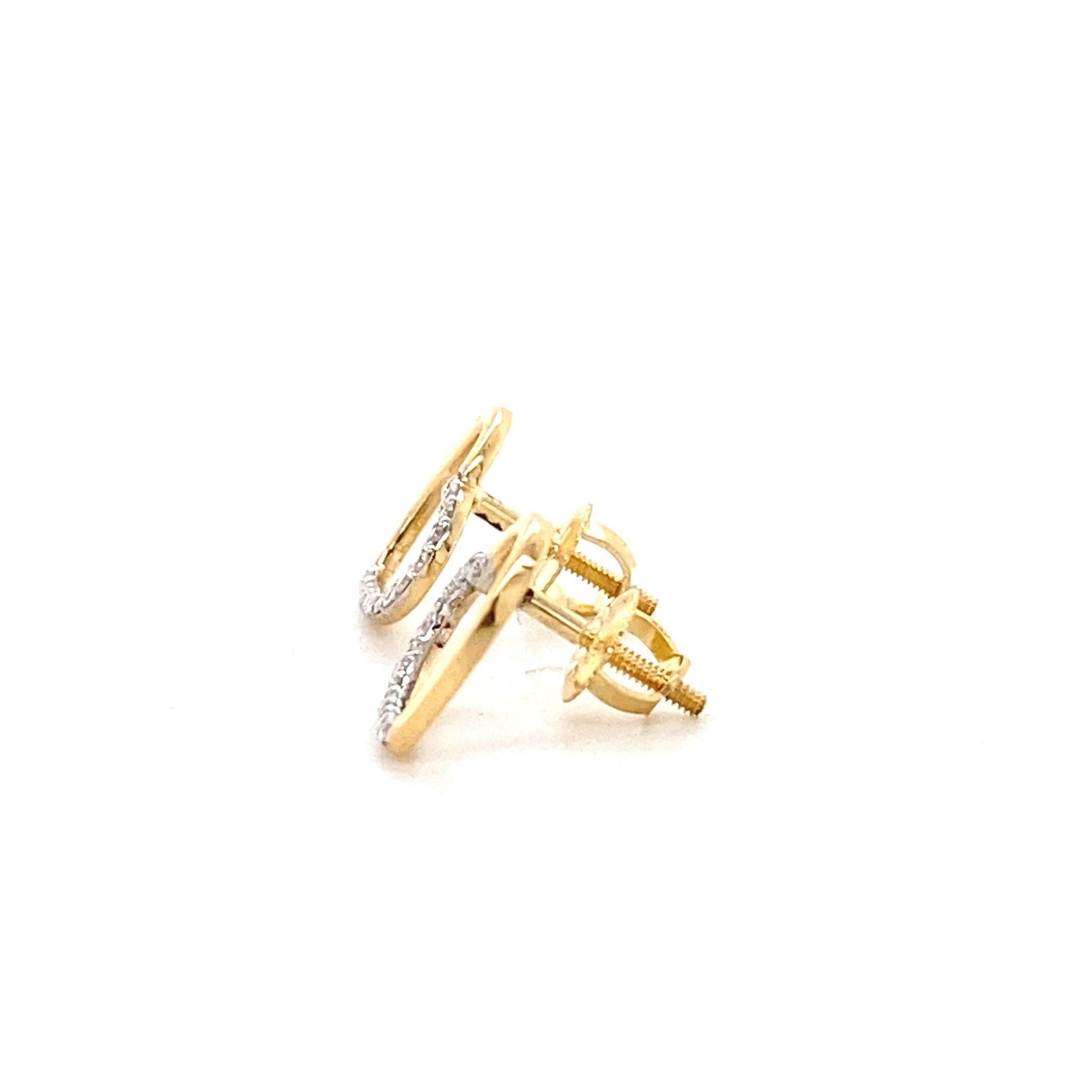 Orecchini con diamante a cuore cavo per bambini in oro massiccio 14k (certificati) In condizioni Nuovo in vendita a New Delhi, DL