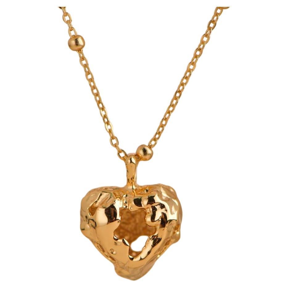 Hollow Heart Textured Necklace