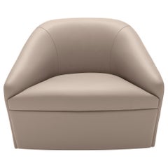 En stock à Los Angeles:: fauteuil pivotant en cuir gris:: fabriqué en Italie