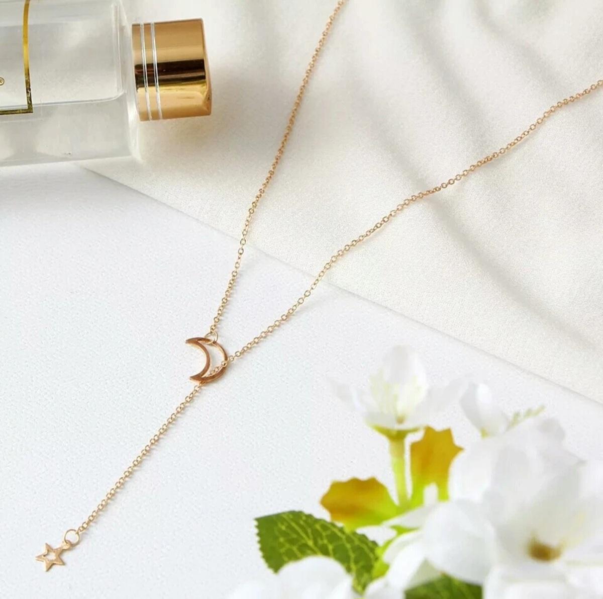 Hollow Moon Star Pendant 925 Sterling Silver Necklace Fashion Women Wedding Gift For Sale 2