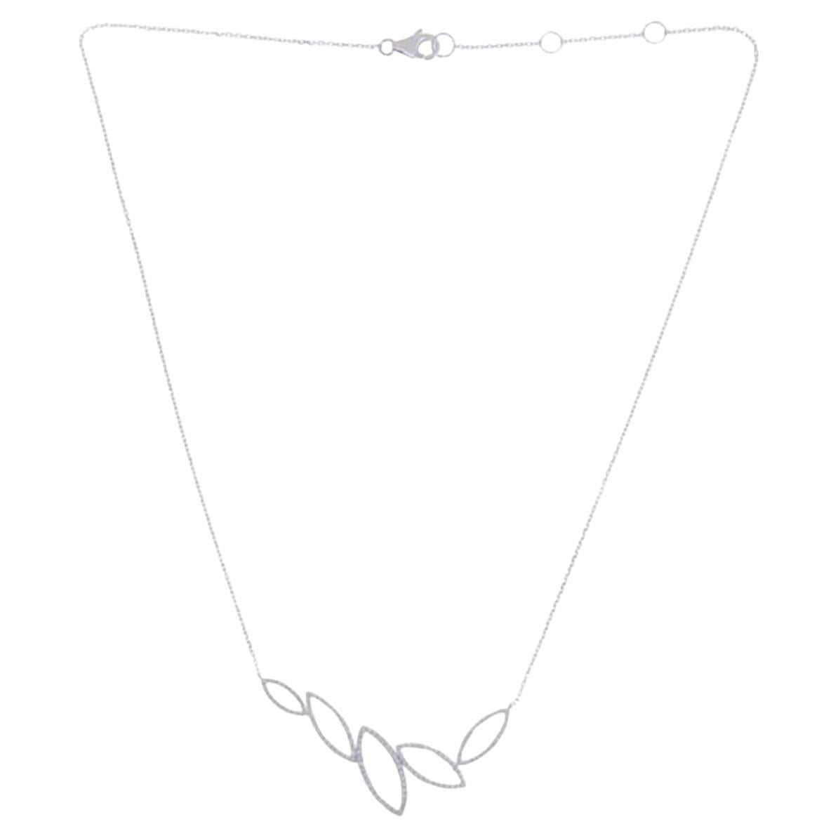 Halskette mit Anhänger, Hohl Blütenblatt Pave Kugel Diamant Linie im Angebot