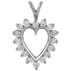 Hollow Platinum with Diamonds Heart Pendant