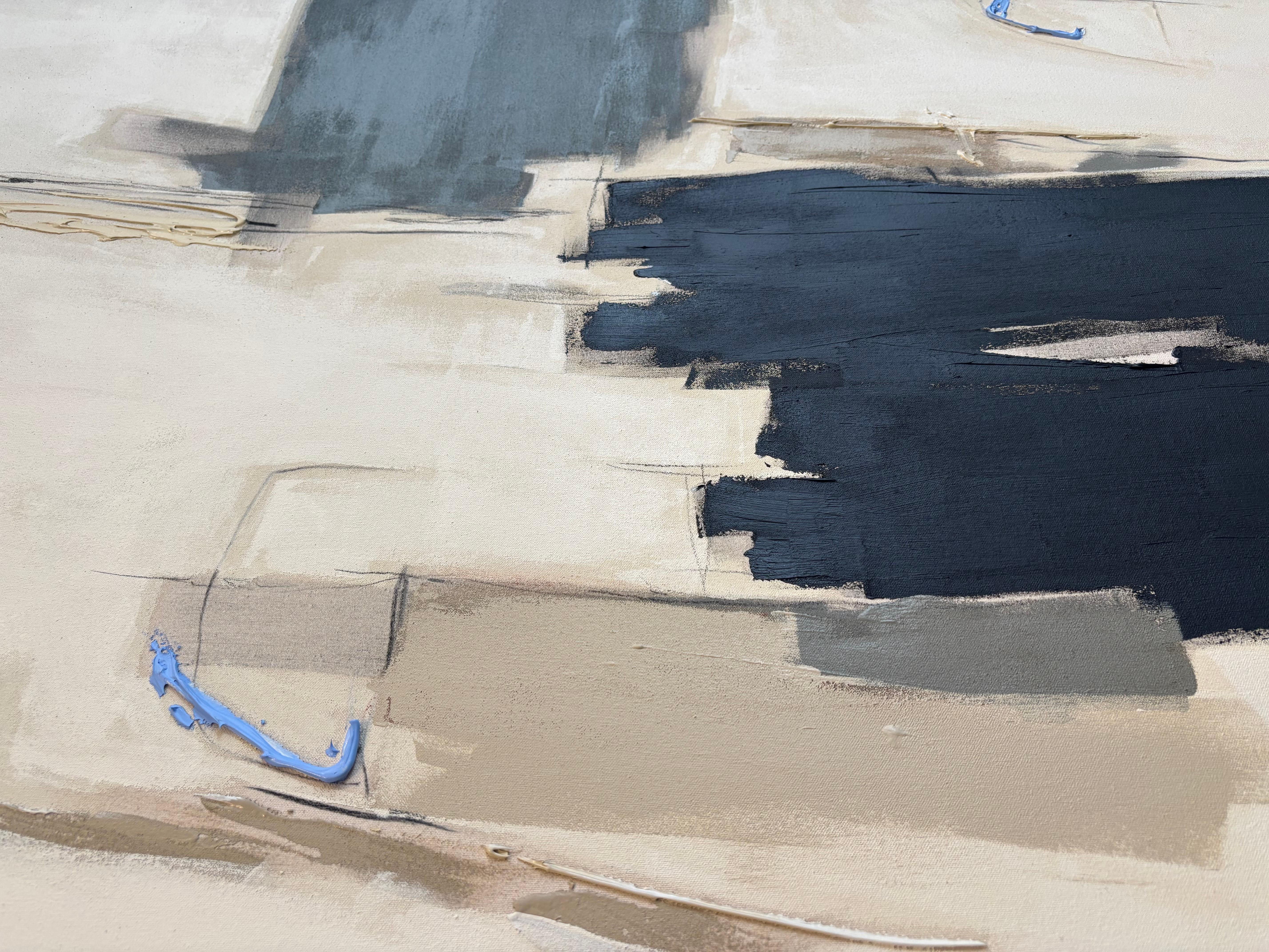 Horizon d'Ete (Grau), Abstract Painting, von Holly Addi