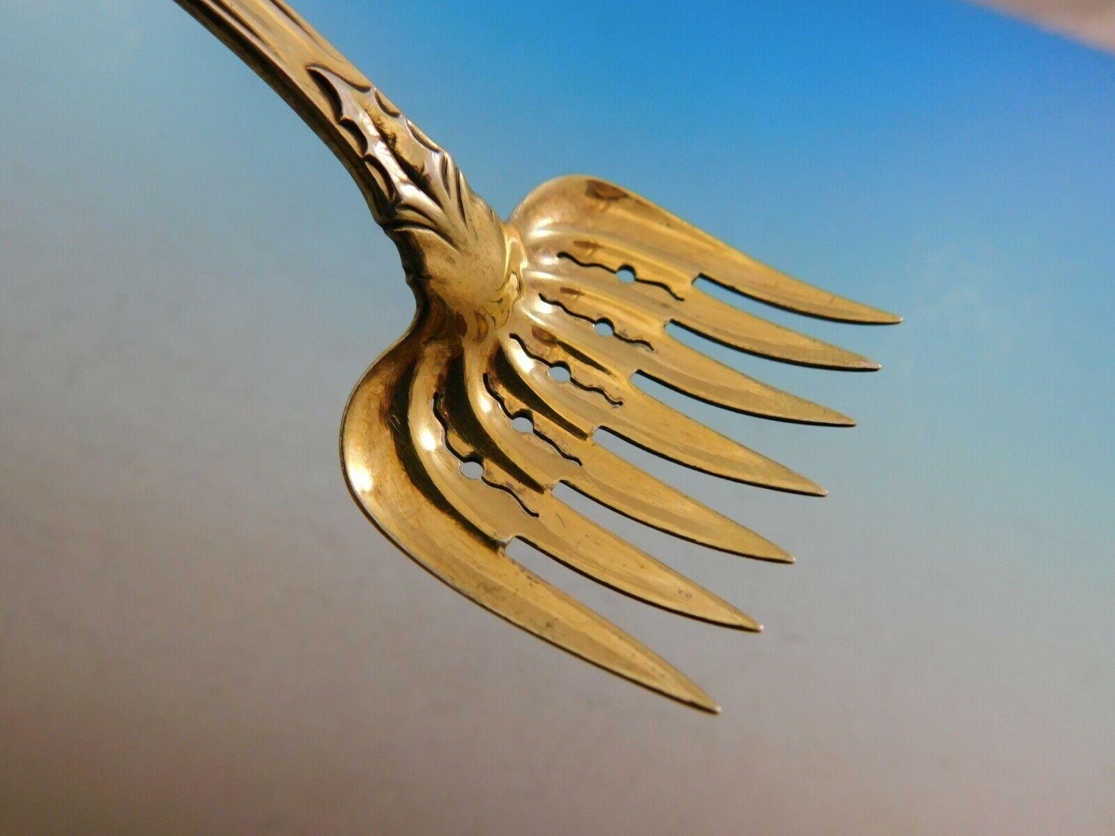 Holly by Tiffany & Co. Sterling Silver Hors D'Oeuvre Fork Pcd Vermeil In Excellent Condition In Big Bend, WI