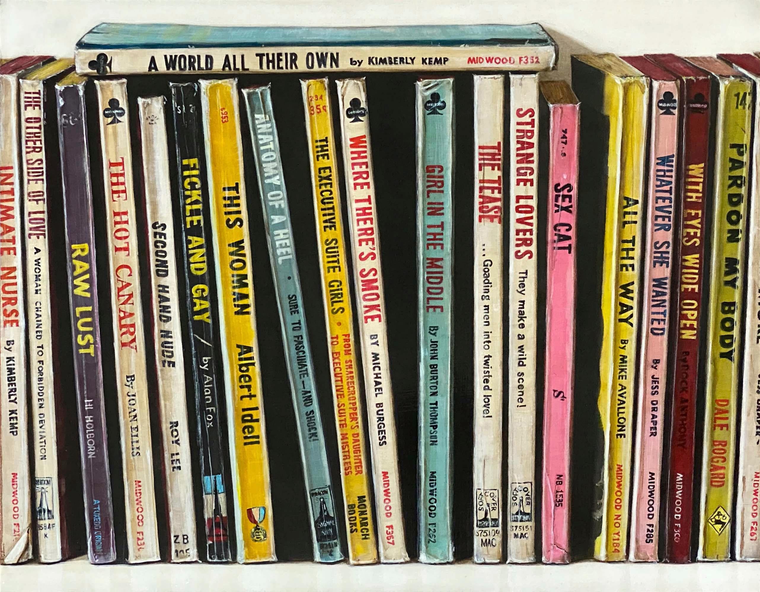 Pulp Paperbacks (All the Way) - Painting by Holly Farrell