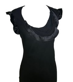 Holly Harp Black Chiffon Bias-Cut Tiered Gown, 1990s