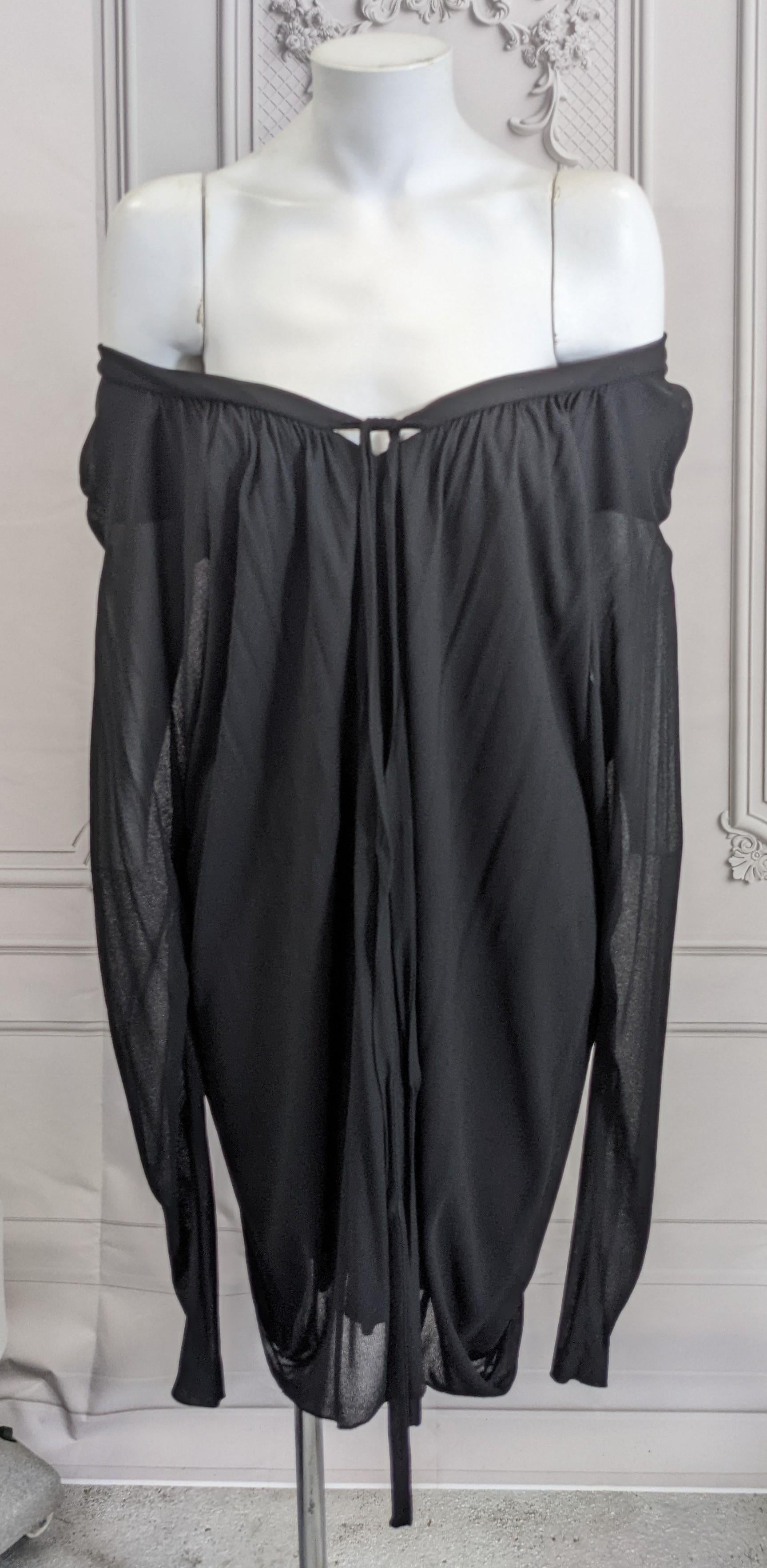 Holly Harp Black Jersey Back Draped Mini For Sale 10