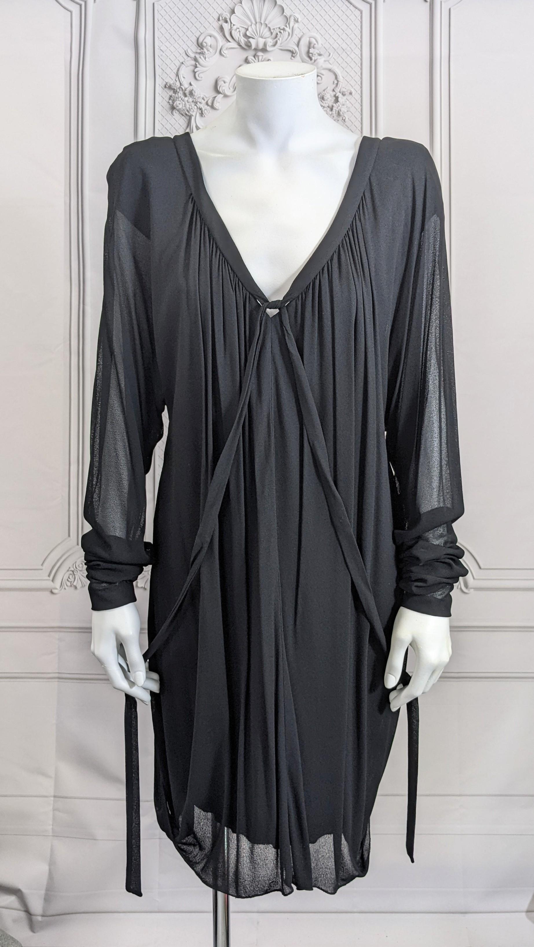 Holly Harp Black Jersey Back Draped Mini In Good Condition For Sale In New York, NY