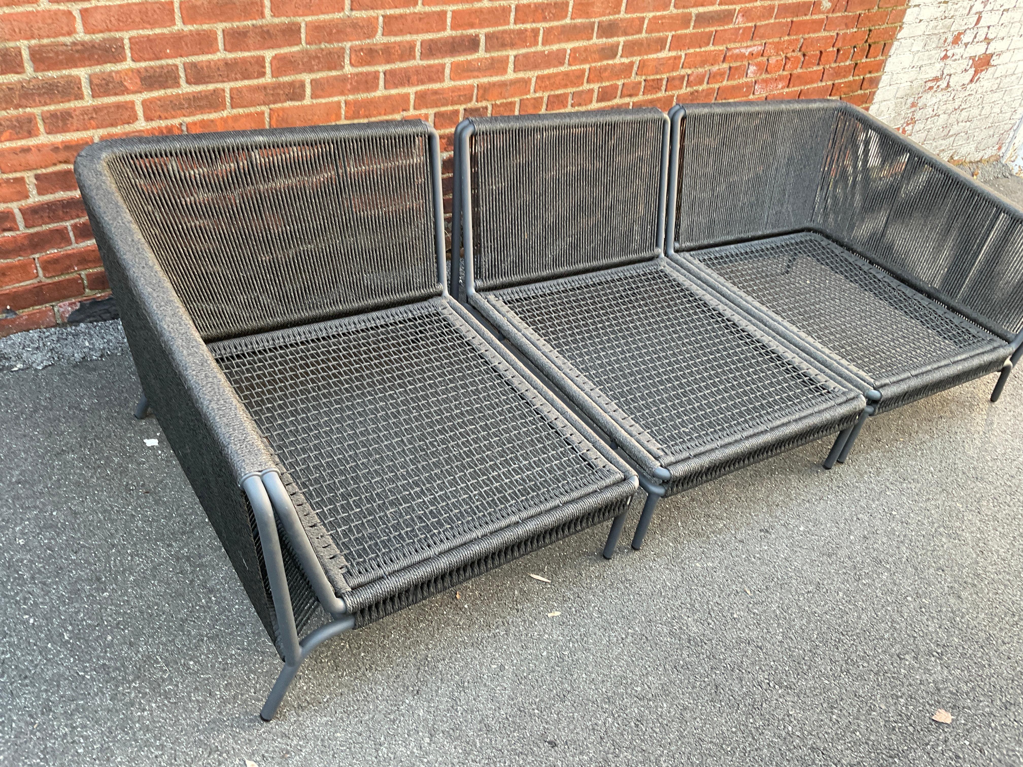 Metal Holly Hunt Outdoor  3 Piece Salamander Sectional Sofa For Sale