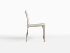 HOLLY HUNT Adriatic Dining Side Chair in Leather Ice Grey Finish