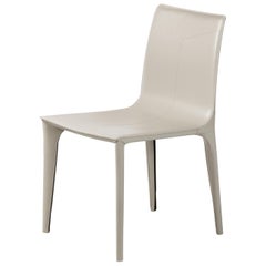 HOLLY HUNT Adriatic Dining Side Chair in Leather Ice Grey Finish